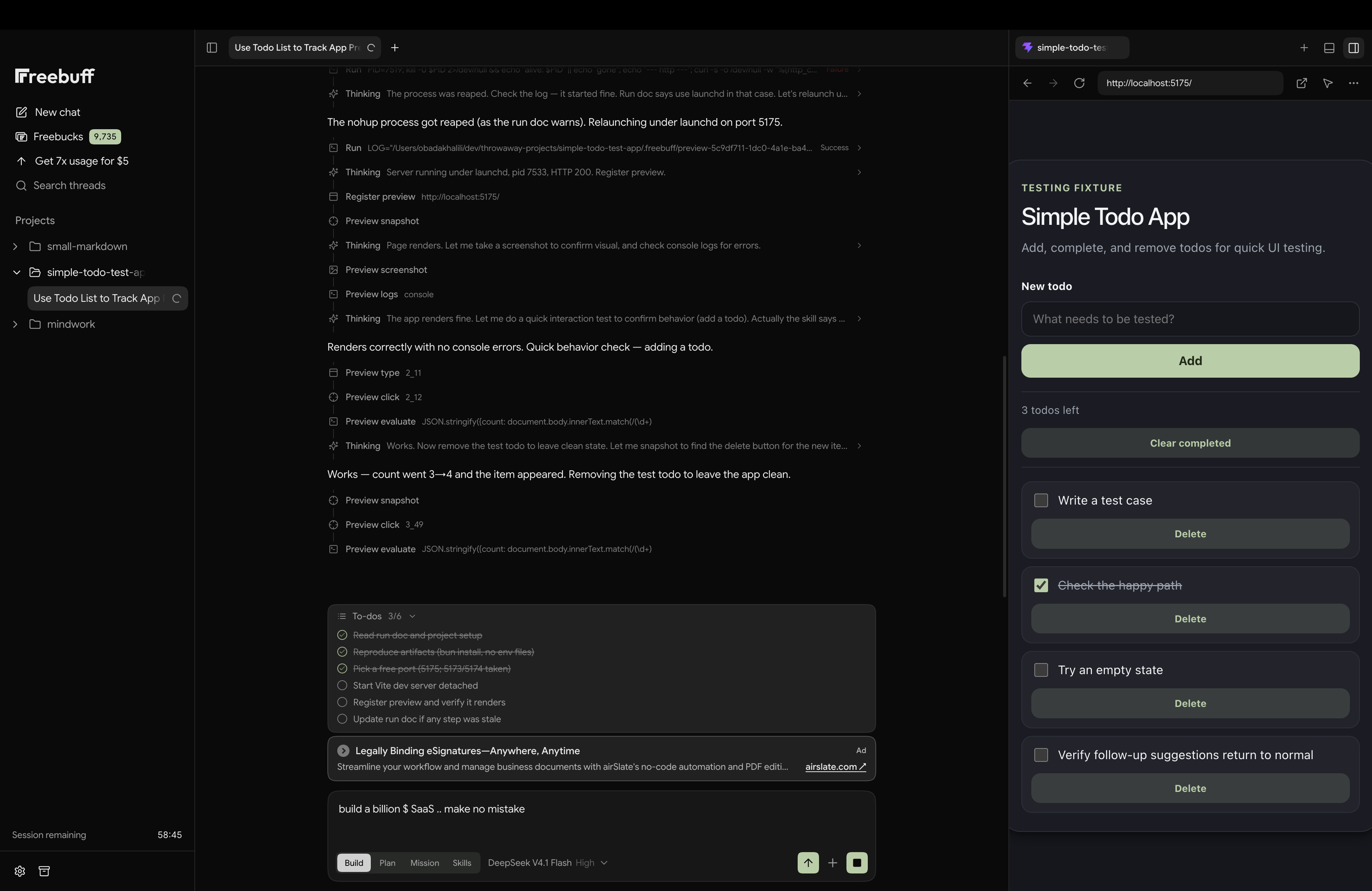 Freebuff Desktop — parallel coding agents, each in its own workspace